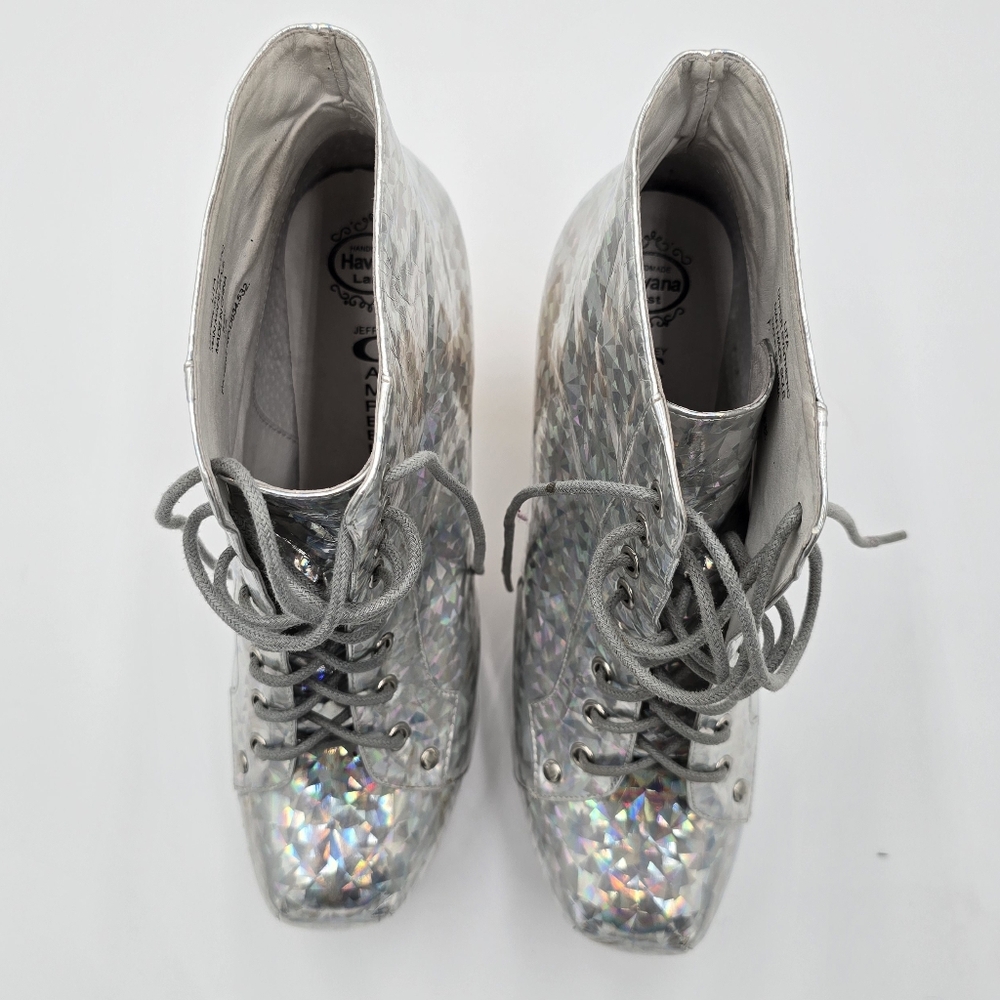 Jeffrey Campbell Silver Holographic Platform Heels - Picture 13 of 16